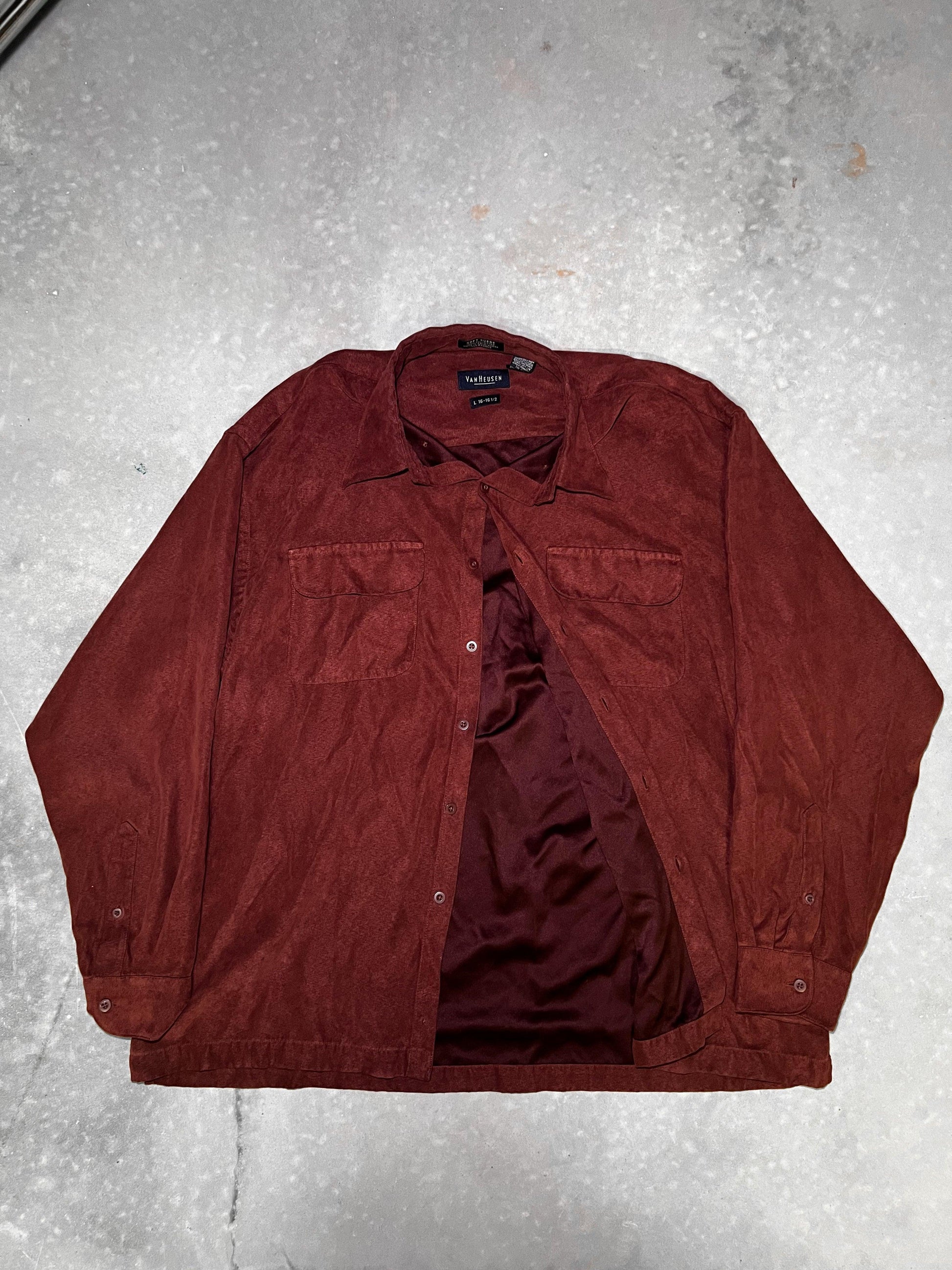 Maroon Van Heusen Suede Button Up - TruColours Apparel