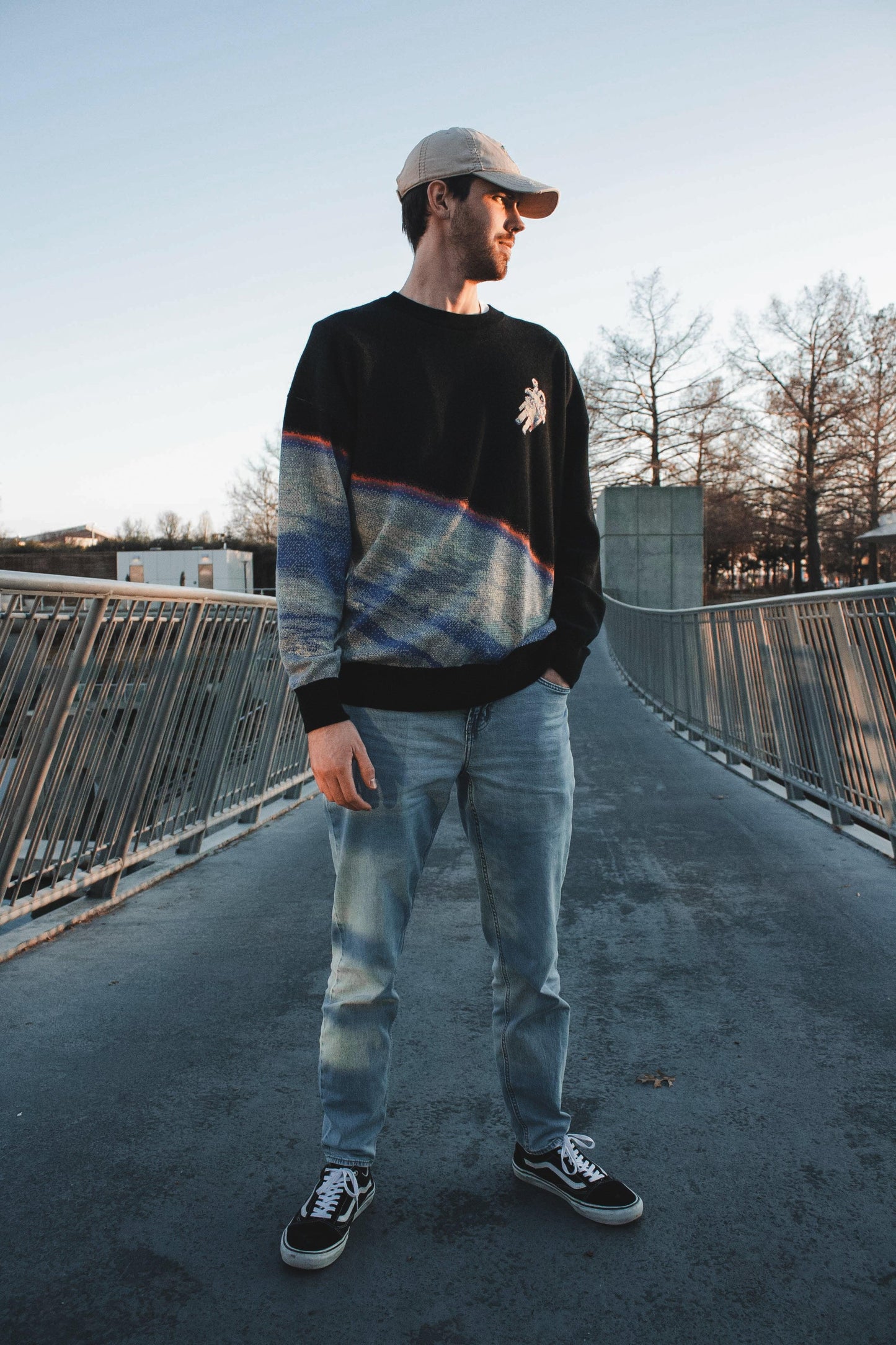 Jacquard Knit Orbiter Crewneck Sweater - TruColours Apparel