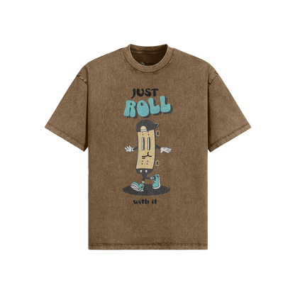 Roll With It Oversized Snow-washed T-Shirt - TruColours Apparel