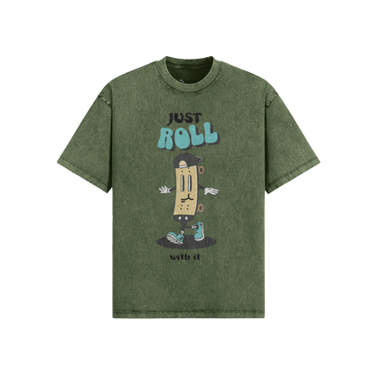 Roll With It Oversized Snow-washed T-Shirt - TruColours Apparel