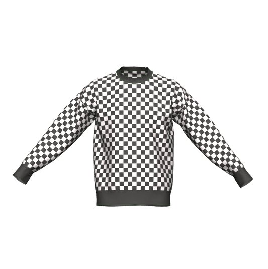 Jacquard Knit Checkered Crewneck Sweater - TruColours Apparel