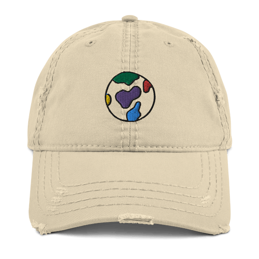 Embroidered Logo Distressed Dad Hat